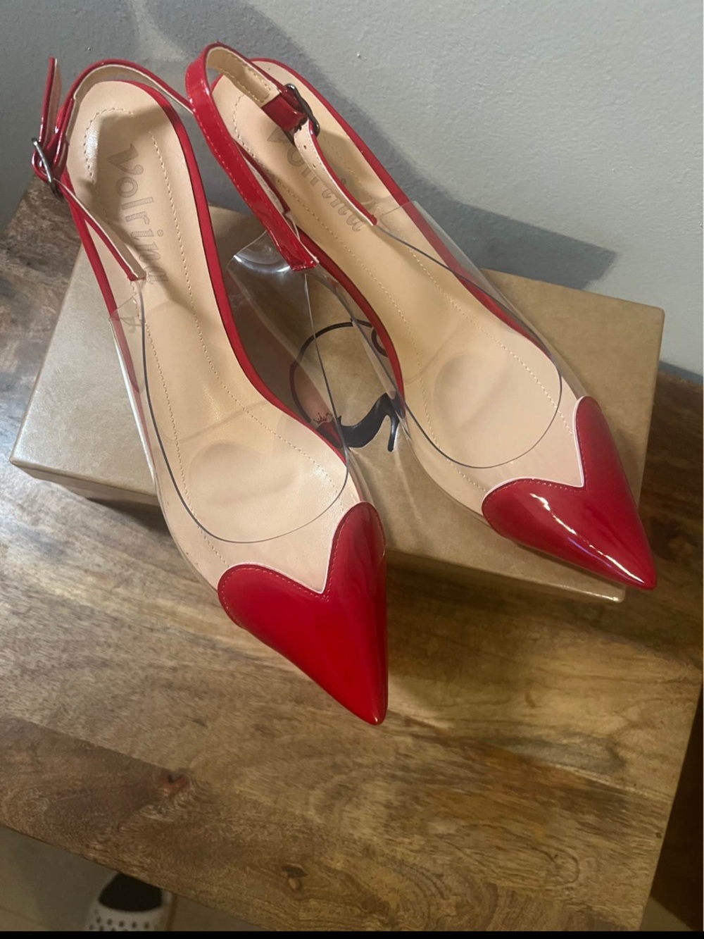 Red Pointed Slingback Kitten Heels